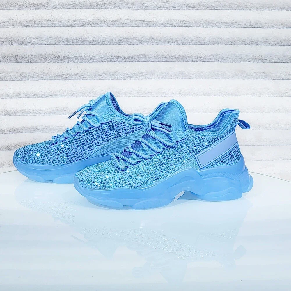 NIB Frey Blue Jelly Sole Slip On Pull Tie Comfy Running Shoes Sneakers